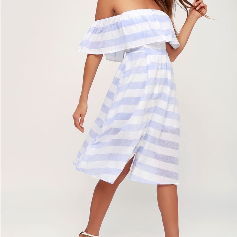 Lulu's Transatlantic Voyage Blue & Ivory Dress